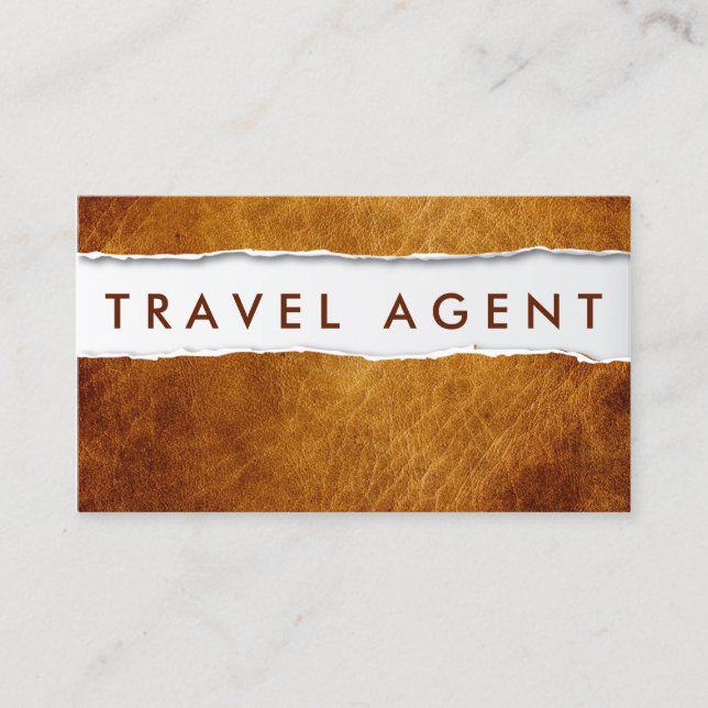 Old Ripped Paper Travel Agent Business Card (Front)
