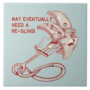 Old Rock climbing cam funny Ceramic Tile