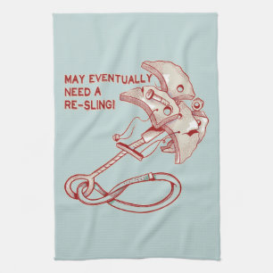 Old Rock climbing cam funny Kitchen Towel