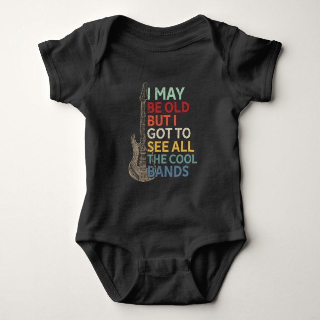 Old Rock Music Band Lover Guitar Musician Baby Bodysuit (Front)