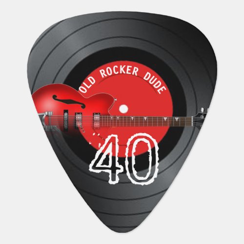 Old Rocker Dude Guitar Record 40th Birthday Favors Guitar Pick