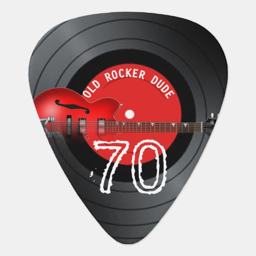 Old Rocker Dude Guitar Record 70th Birthday Favors Guitar Pick