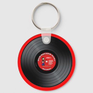 Old Rocker Dude Vinyl Record Keychain