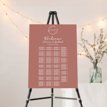Old Rose Monogram Alphabetical Seating Chart Board