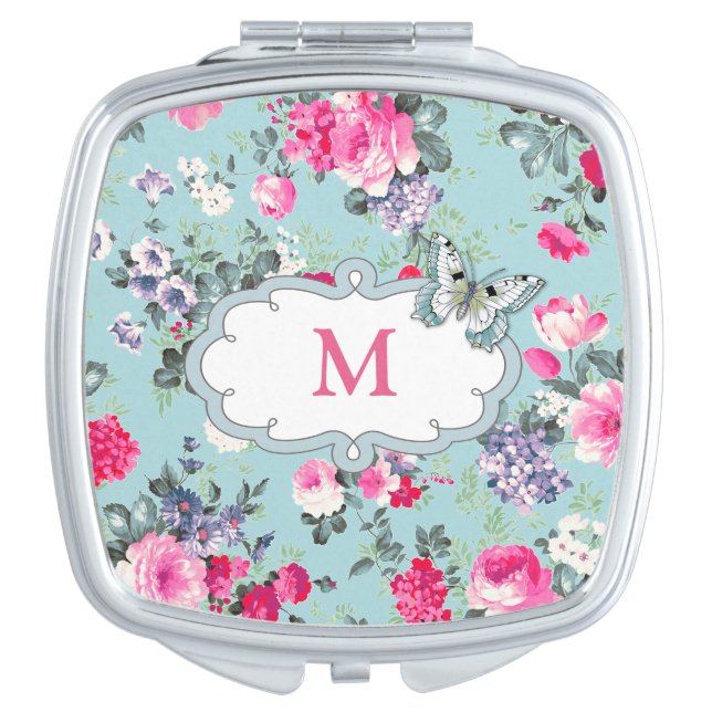Old Roses and Butterfly Custom Mother's Day Gift Compact Mirror (Front)