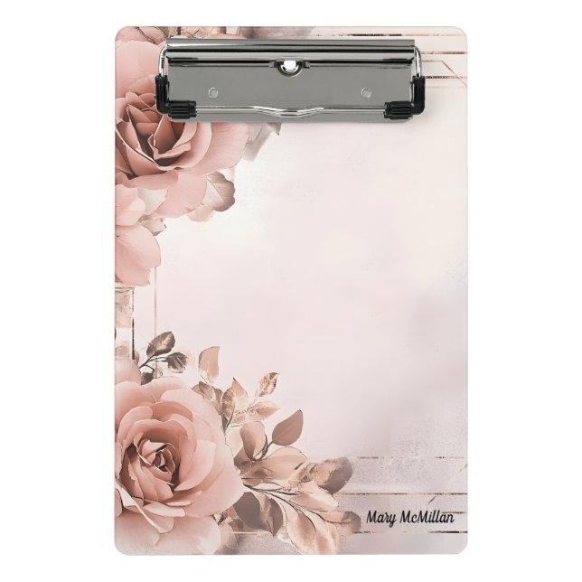 Old Roses  Beautiful Floral Background  Valentine Mini Clipboard (Front)
