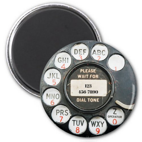 Old Rotary Phone Dial add numbers Magnet