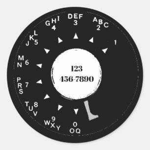 Old Rotary Phone Dial, edit phone number, Classic Round Sticker