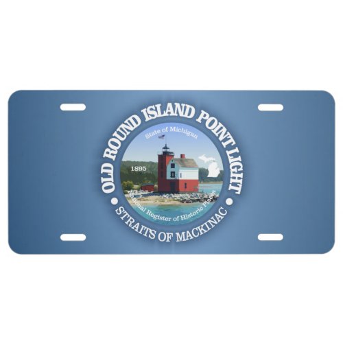 Old Round Island Point Light License Plate