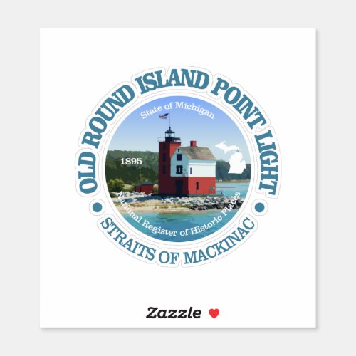 Old Round Island Point Light Sticker