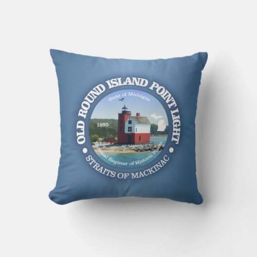 Old Round Island Point Light Throw Pillow