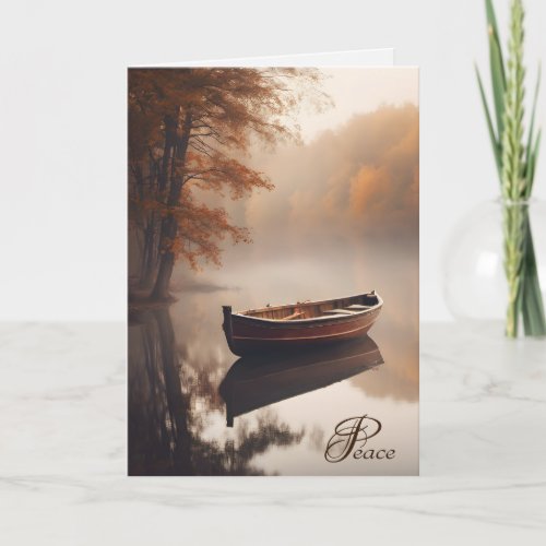 Old Row Boat on Autumn Lake Card