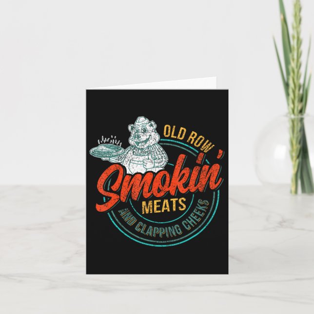 Old Row Smokin' Meats And Clapping Cheeks Funny Bb Card (Front)