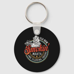 Old Row Smokin' Meats And Clapping Cheeks Funny Bb Keychain