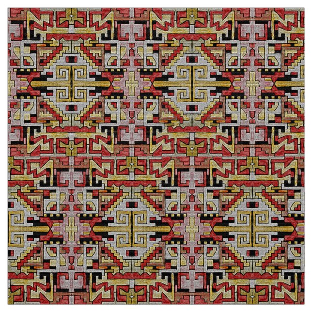 Old Rug - Geomethric Tribal/Ethnic Pattern Fabric (Swatch)