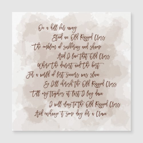 Old Rugged Cross Hymn Lyrics Script Keepsake