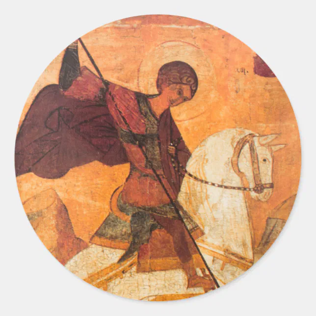 Old Russian icon of St.George Classic Round Sticker | Zazzle