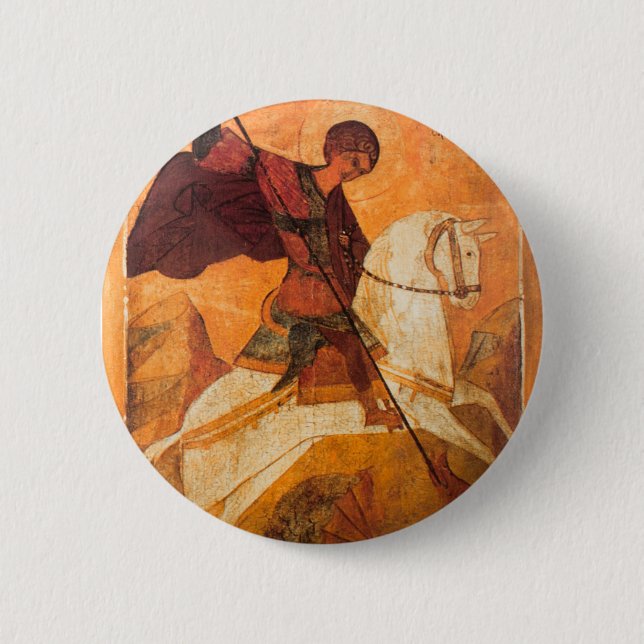 Old Russian icon of St.George Pinback Button (Front)