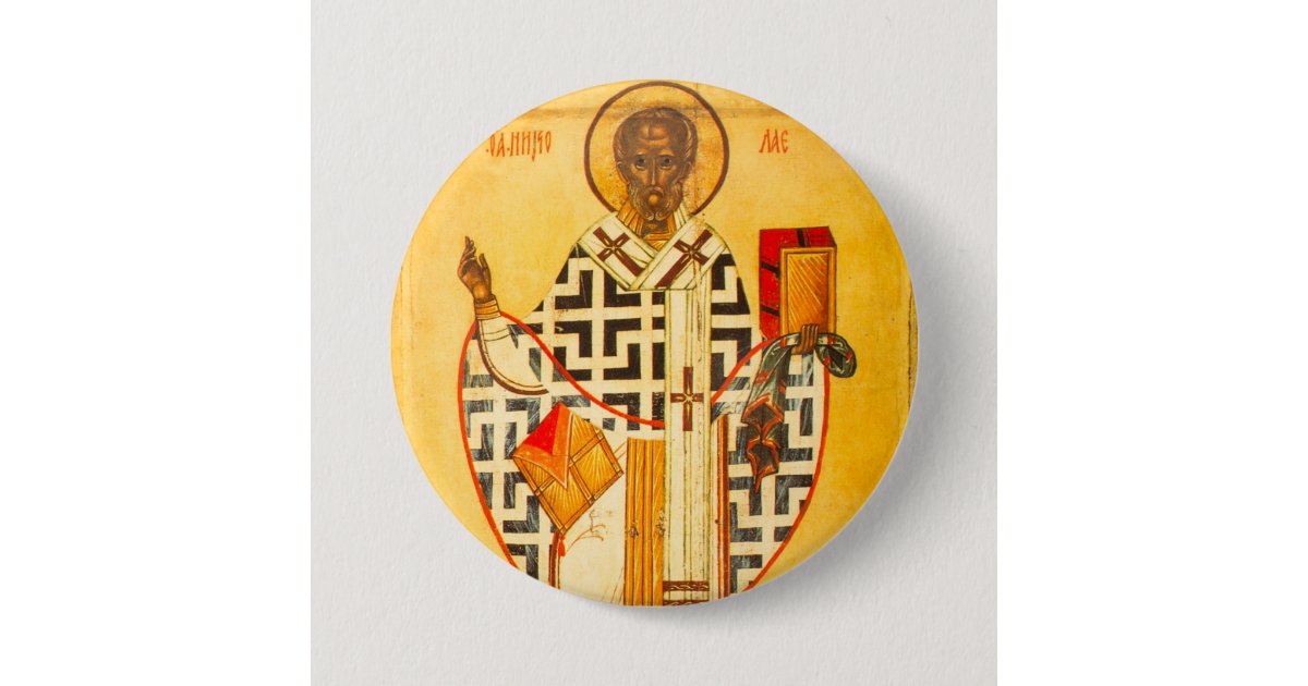 Old Russian icon of St.Nicholas Button | Zazzle