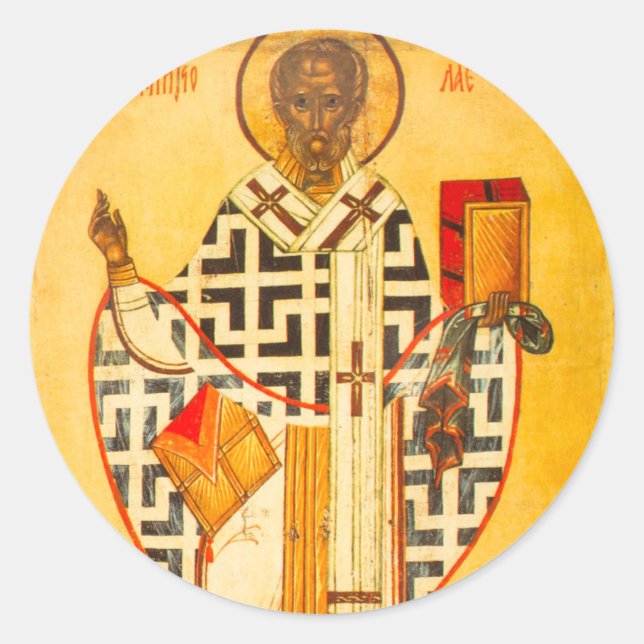 Old Russian icon of St.Nicholas Classic Round Sticker (Front)