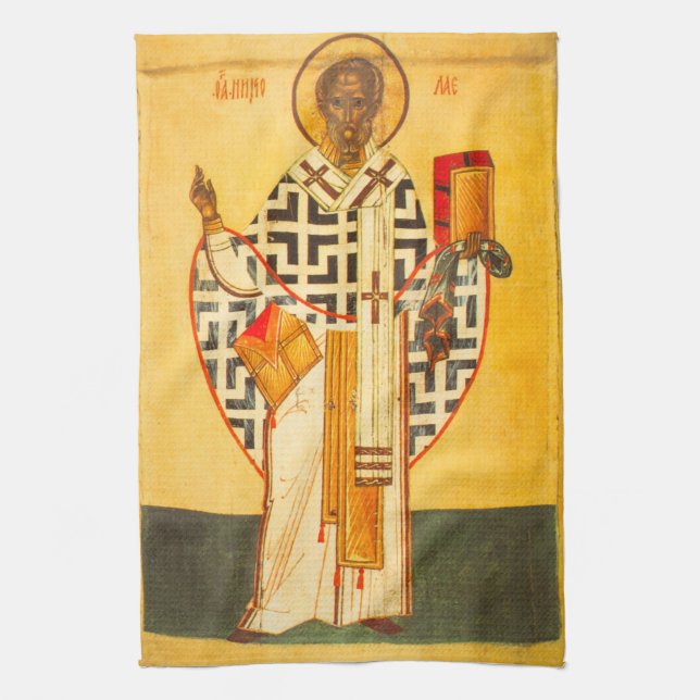 Old Russian icon of St.Nicholas Towel (Vertical)