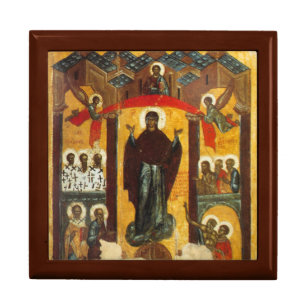 Old Russian icon The Intercession Keepsake Box
