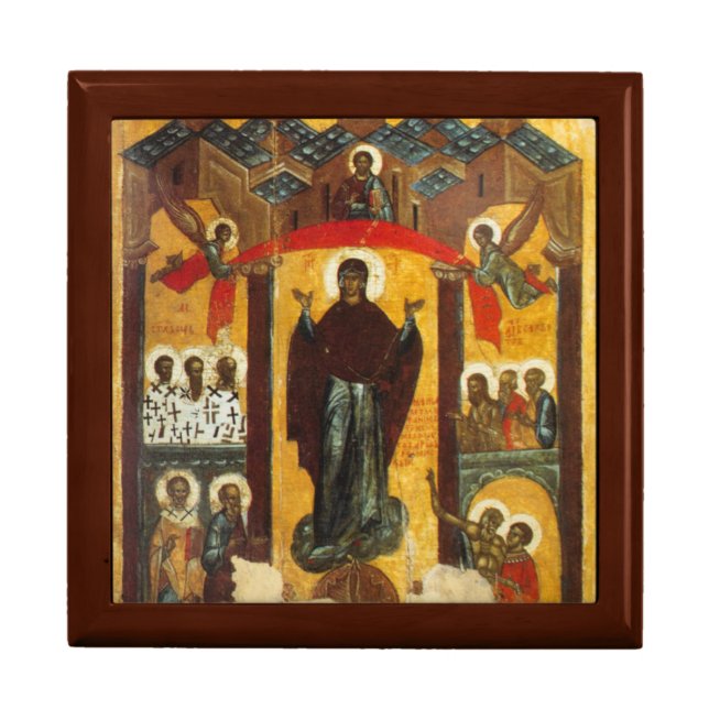 Old Russian icon The Intercession Keepsake Box (Front)