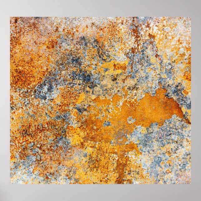 Old rust texture, grunge metallic background. poster (Front)