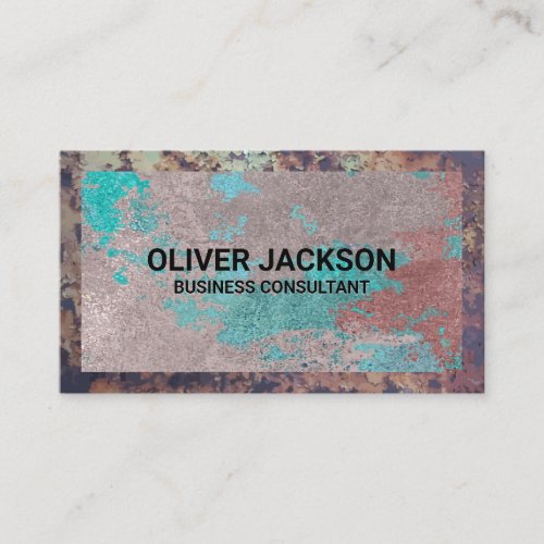 Old Rusted Metal Border  Grunge Texture Backgroun Business Card