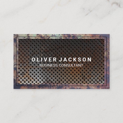 Old Rusted Metal Border  Perforated Metal Business Card