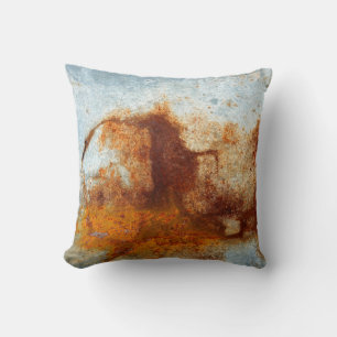 Old rusted steel plate, old zinc plate texture an Throw Pillow