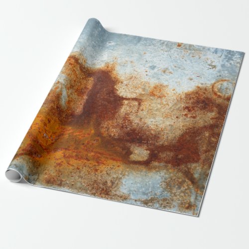  Old rusted steel plate old zinc plate texture an Wrapping Paper