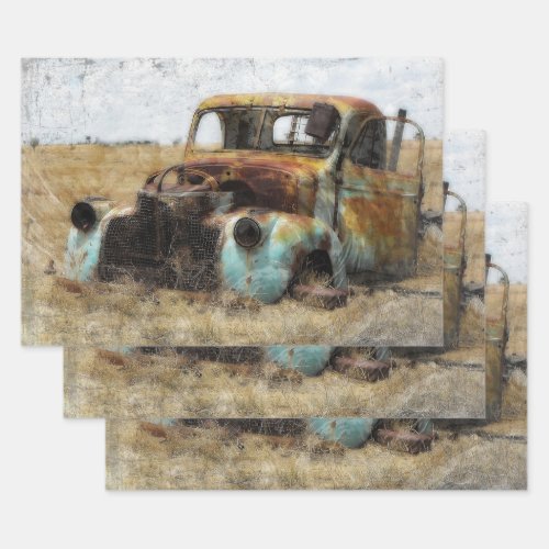 Old Rusted Vintage Truck Decoupage Wrapping Paper Sheets