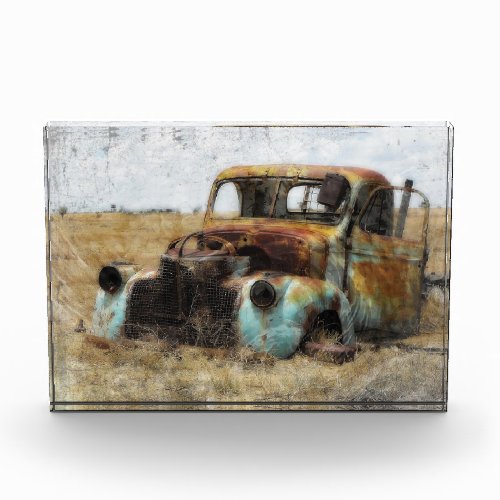 Old Rusted Vintage Truck Photo Block