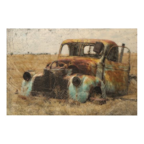 Old Rusted Vintage Truck Wood Wall Art