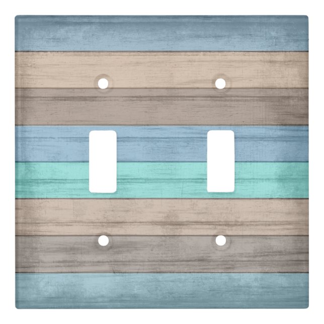 Old Rustic Beach Wood Nautical Stripes Light Switch Cover (Front)