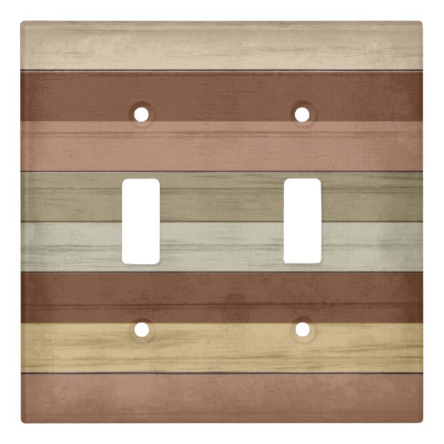 Old Rustic Earthtone Nautical Stripes Light Switch Cover (Front)