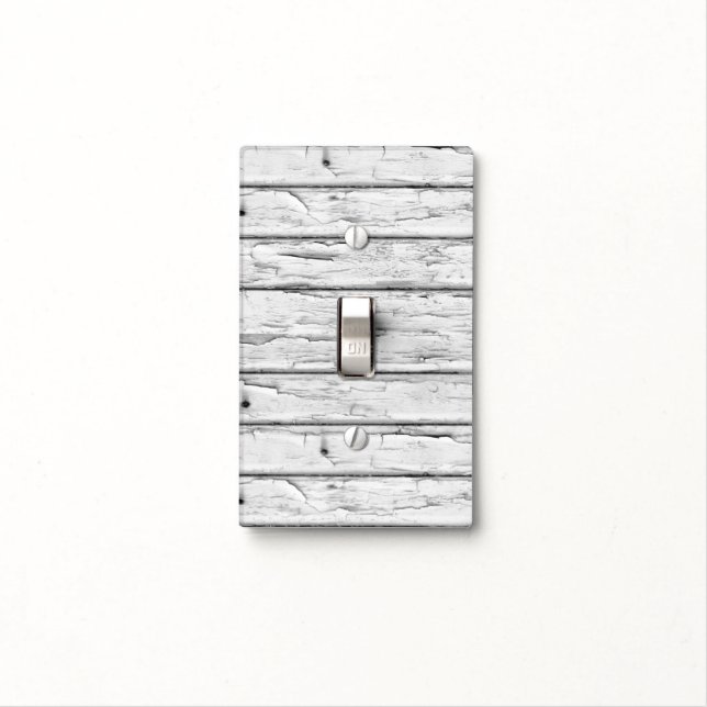 Old Rustic Gray Wood Light Switch Cover (In Situ)