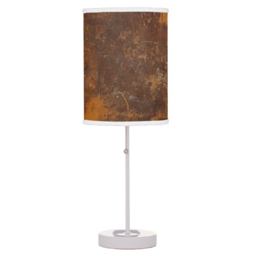old rustic leather lampshade table lamp
