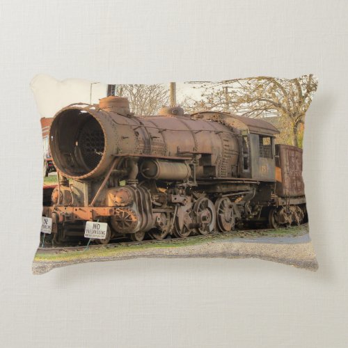 Old Rustic Norfolk and Western Steam Locomotive Decorative Pillow