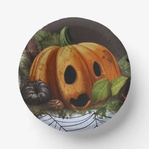 Old Rustic Pumpkin Spook Halloween Party Paper Bowls