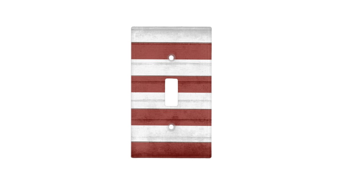 Old Rustic Red And White Nautical Stripes Light Switch Cover Zazzle Com