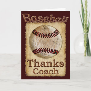 Old Rustic Vintage Baseball Thanks Coach Card