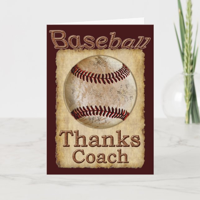 Old Rustic Vintage Baseball Thanks Coach Card (Front)