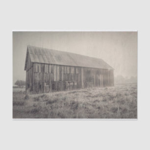 Old Rustic Vintage Black And White Barn In Field Tissue Paper