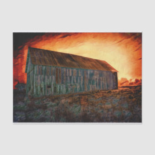 Old Rustic Vintage Orange Brown Barn Sunset Tissue Paper