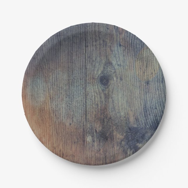 Old Rustic Wood Barn Wedding Paper Plates (Front)