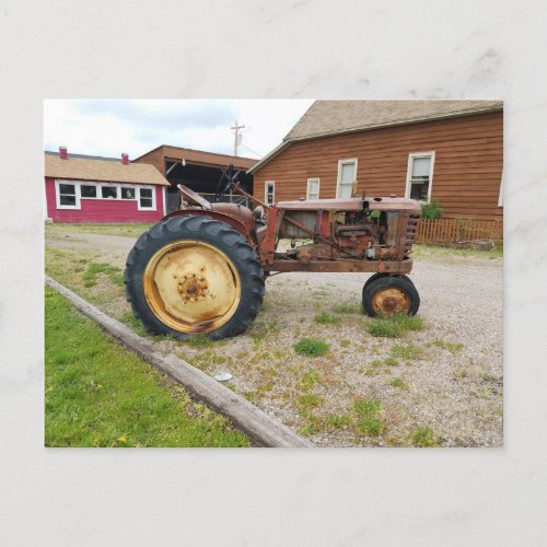 Old Rusty Antique Farm Tractor Photograph Poster Postcard