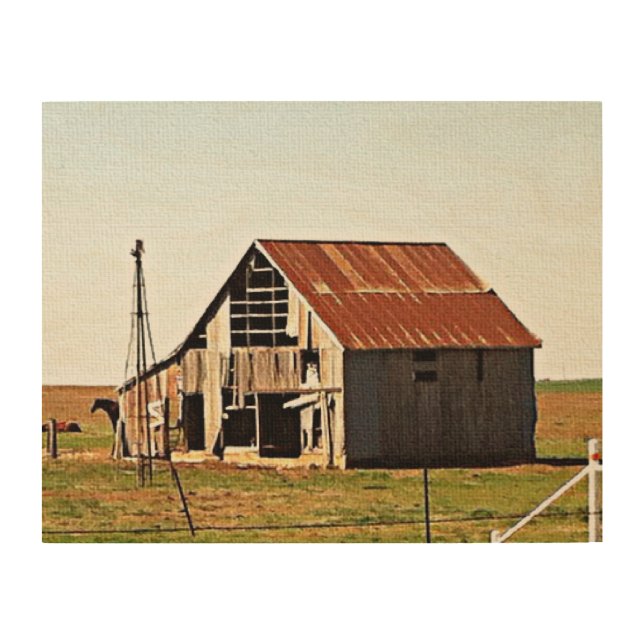 Old Rusty Barn on the Open Plains Wood Wall Decor (Front)
