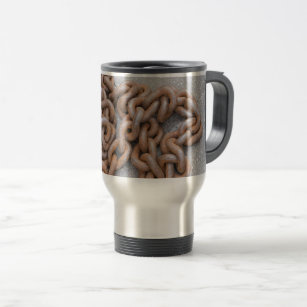 old rusty chain travel mug